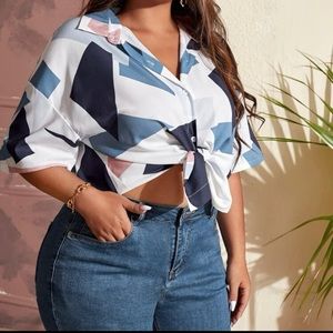 Multicolor Color Block Button Down